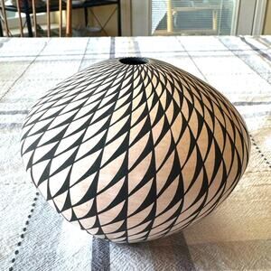 Vintage Acoma Pueblo Native American pottery swirl jar artist Sandra Victorino